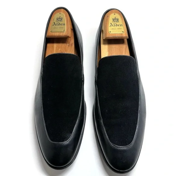 MEZLAN BLACK LEATHER SUEDE LOAFERS - Picture 3 of 9